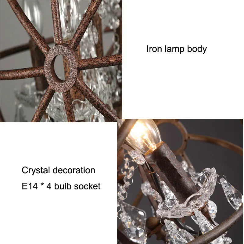 Afralia™ Retro Loft Crystal Chandelier Ball for Home and Business Lighting