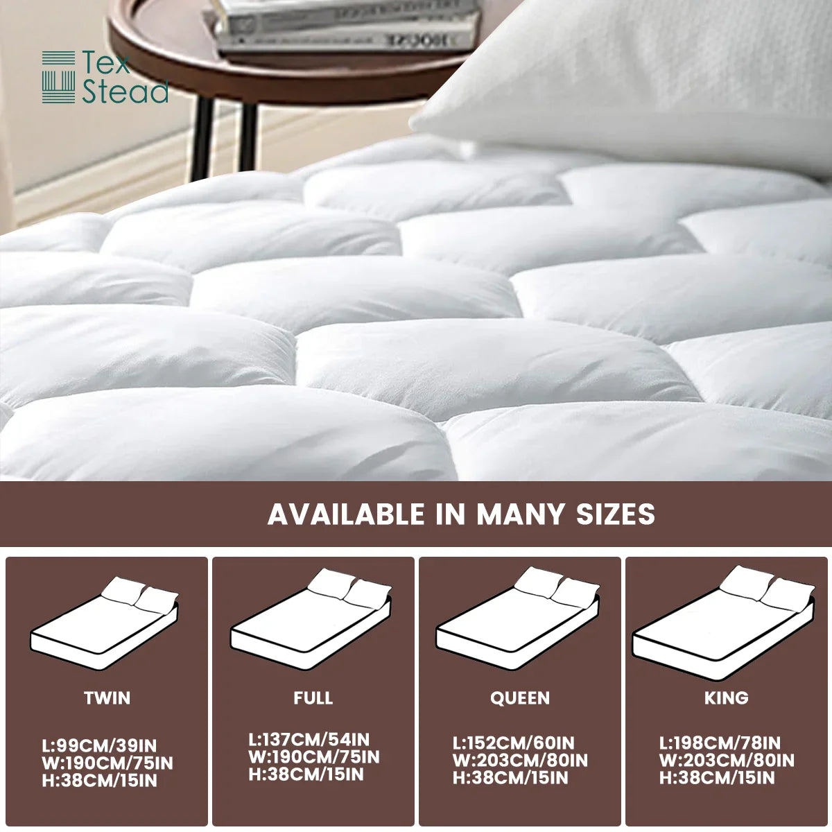 Afralia™ Hexagon Mattress Pad: Ultra Soft Deep Pocket Quilted Topper Cover.