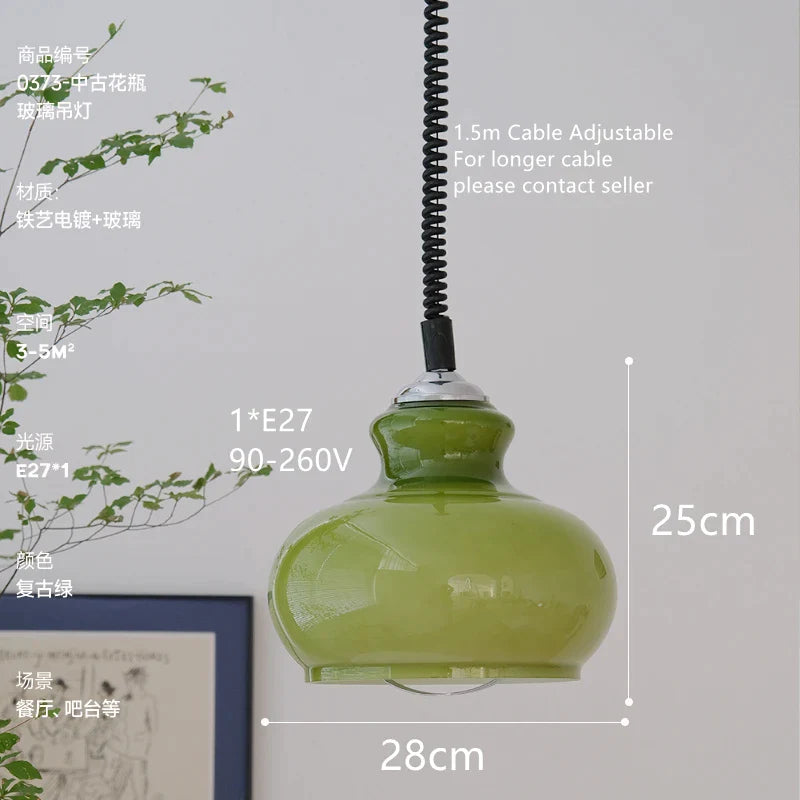 Afralia™ Nordic French Milk Glass Chandelier: Modern Green & Orange Pendant Lamp