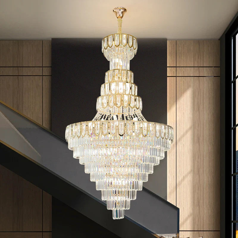Afralia™ Modern Crystal Loft Chandelier for Luxury Attic Living Room