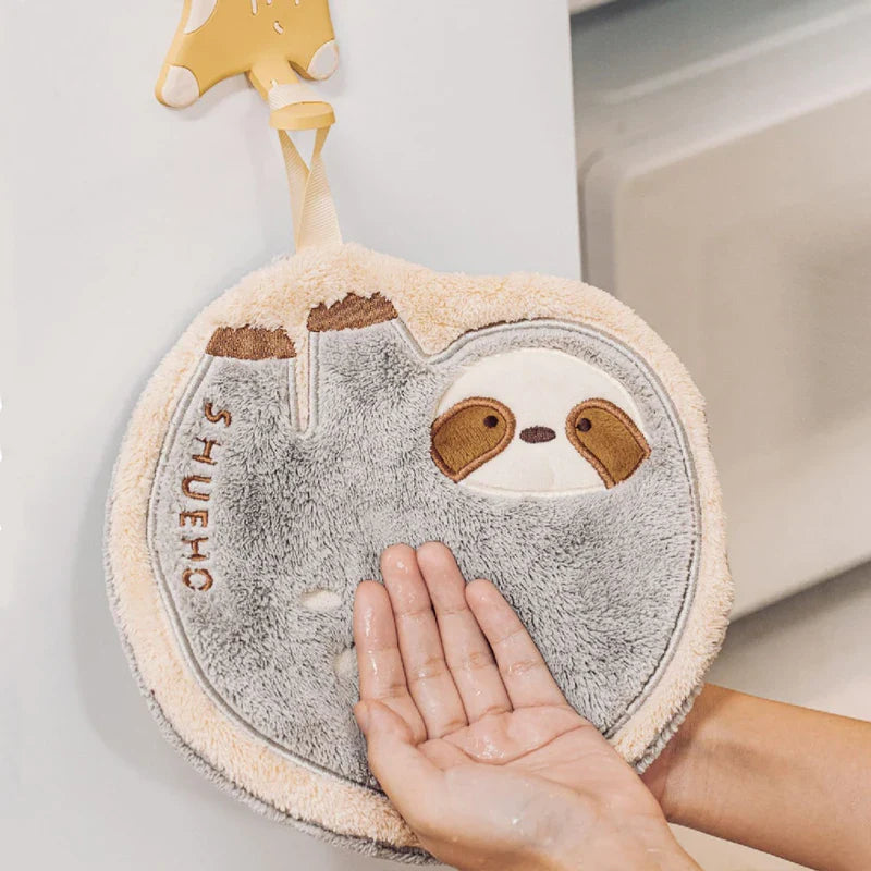 Afralia™ Cartoon Sloth Hand Towels: Soft, Absorbent, Quick Drying & Hanging Design for Kids