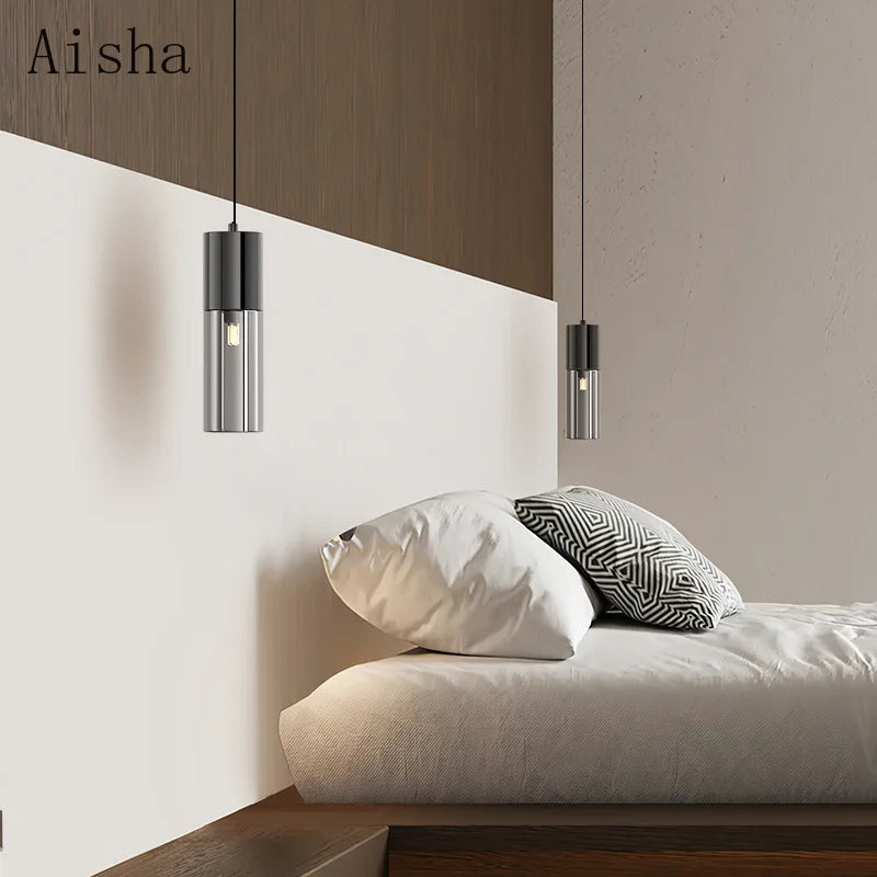 Afralia™ Minimalist Glass Pendant LED Lamp for Bedroom, Restaurant, and Balcony Lighting