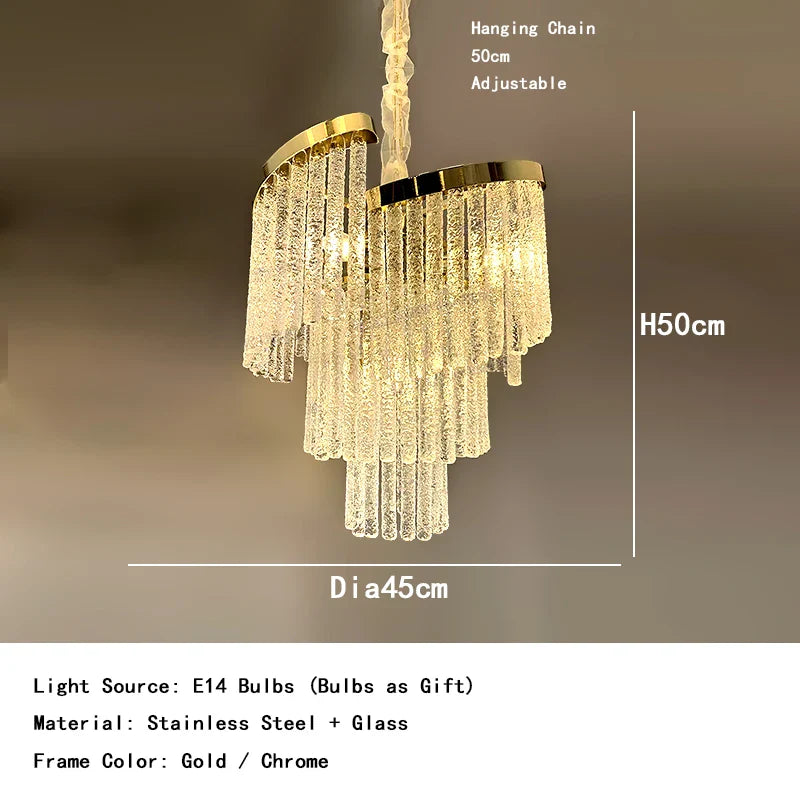 Afralia™ Icicle Glass Chandelier: Handmade Luxury Indoor Hanging Lamps for Living Room