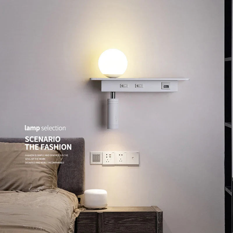 Afralia™ LED Bedside Wall Lamp with USB Charging, Modern Design for Home Decor