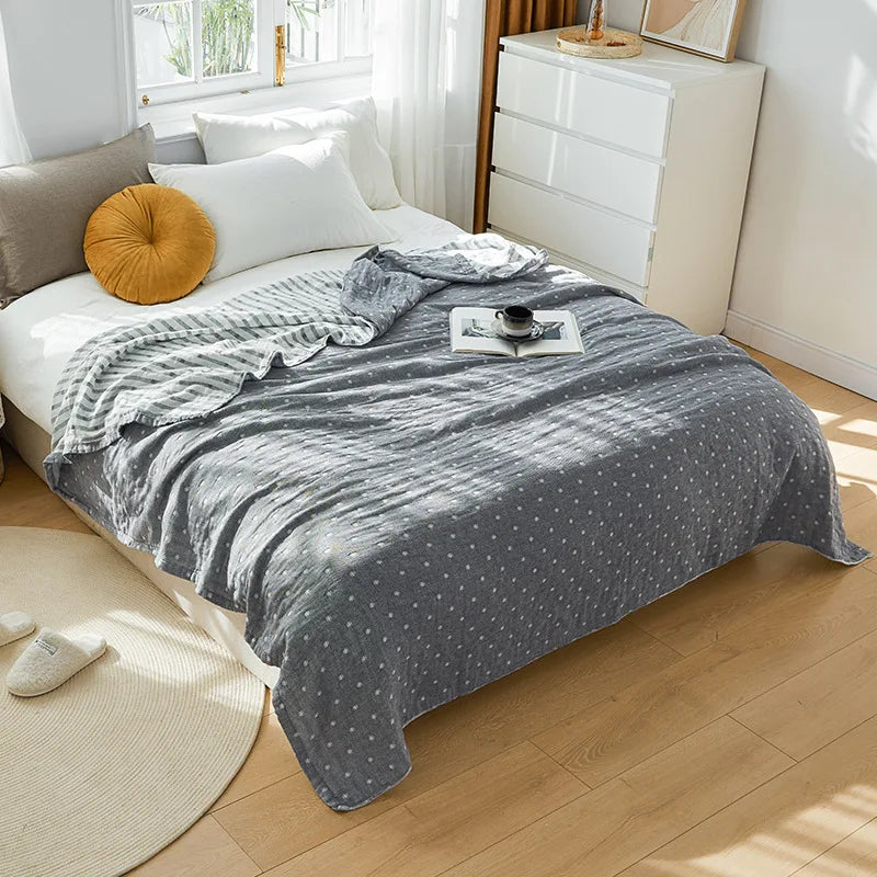 Afralia™ Nordic Cotton Gauze Throw Blanket for Sofa Bed, Boho Style Comforter Plaid