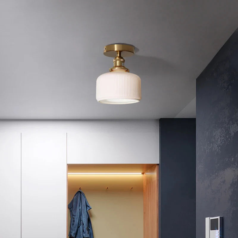 Afralia™ LED Copper Ceramic Ceiling Light for Home Indoor Modern Lighting