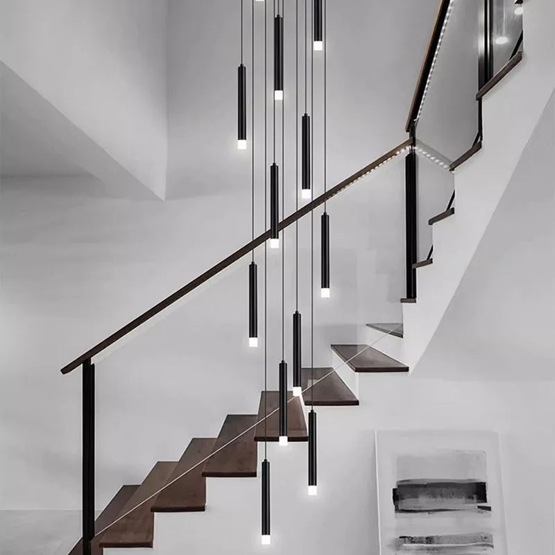 Afralia™ LED Staircase Chandeliers: Modern Pendant Light Lamps for Living Room Decor