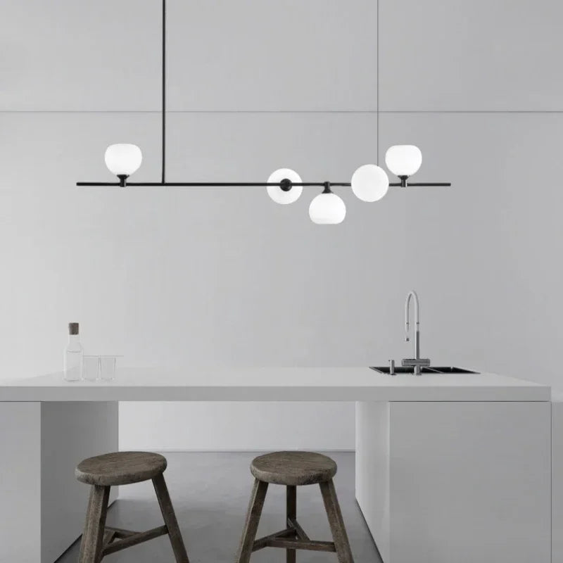 Afralia™ Modern Glass Ball LED Pendant Lights for Living Room Dining Room Kitchen Chandelier