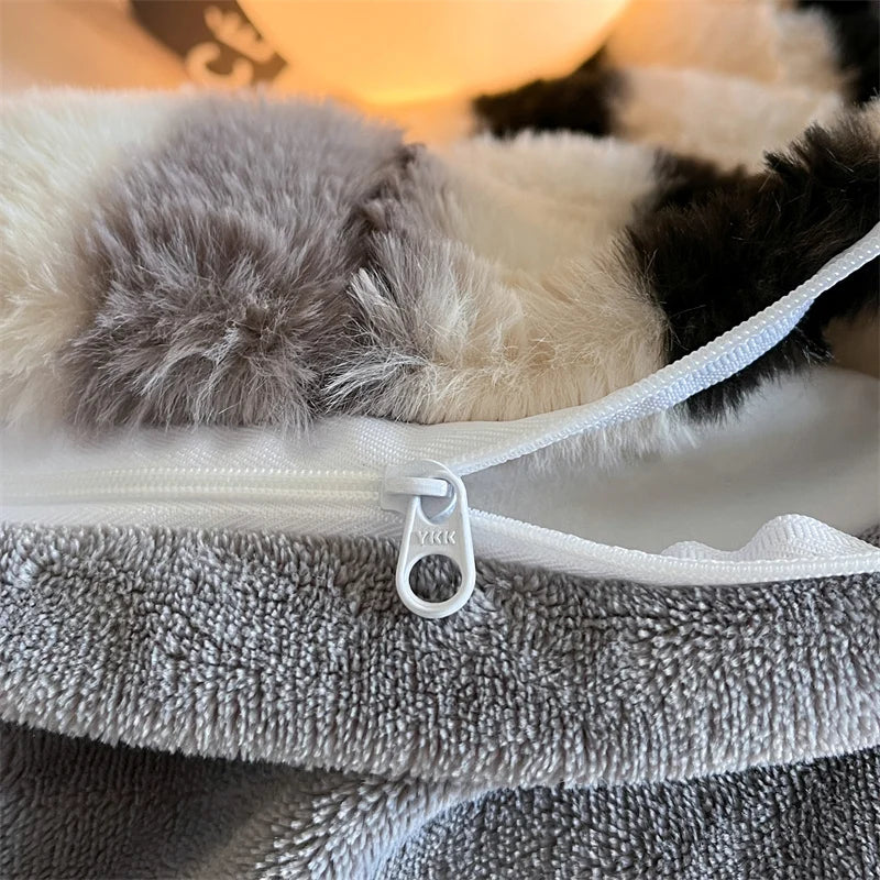 Afralia™ Plush Faux Rabbit Fur Bedding Set for Cozy Nights