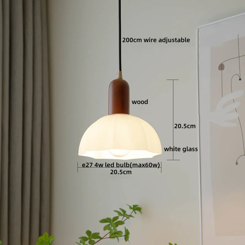 Afralia™ Modern Copper Wood LED Pendant Lamp for Living Dining Bedroom, Nordic Design