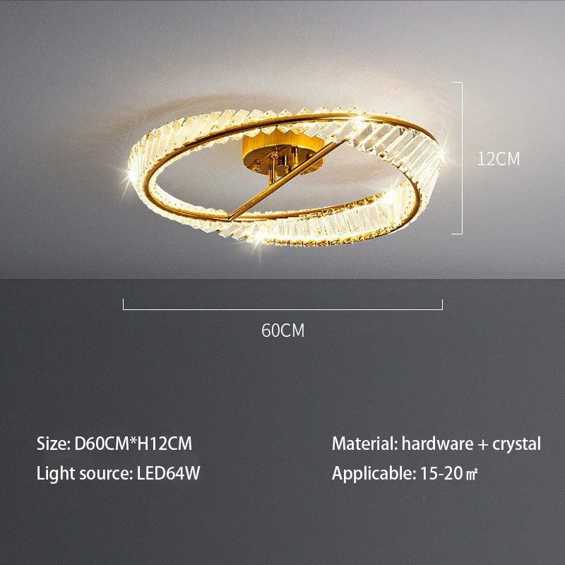 Afralia™ Crystal Rings LED Ceiling Light: Modern Dimmable Gold Lustre for Indoor Home Decor