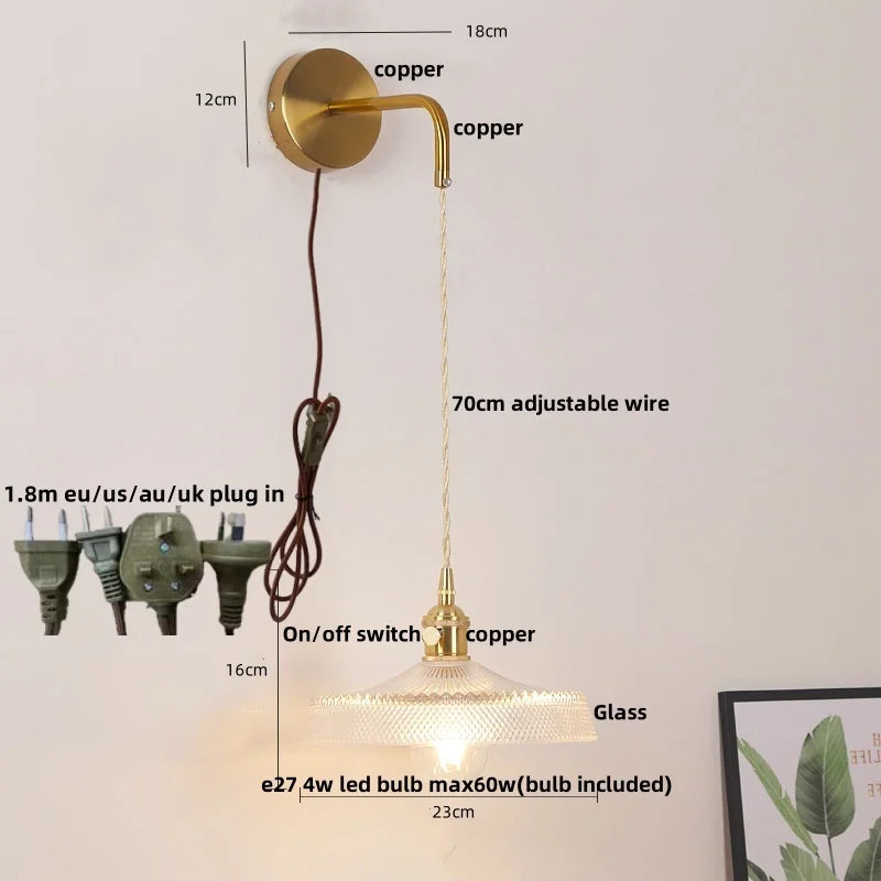 Afralia™ Modern Adjustable LED Wall Lights with Pull Chain Switch and Clear Glass