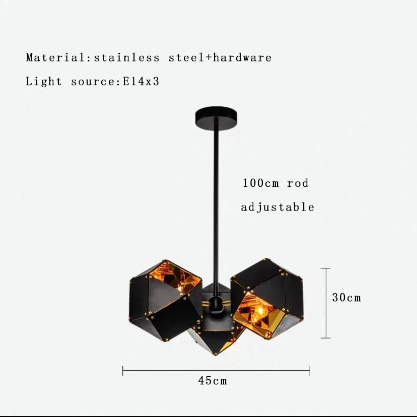 Afralia™ Square Metal Pendant Lights with E14 LED, Stylish Stainless Steel Hanging Lamp