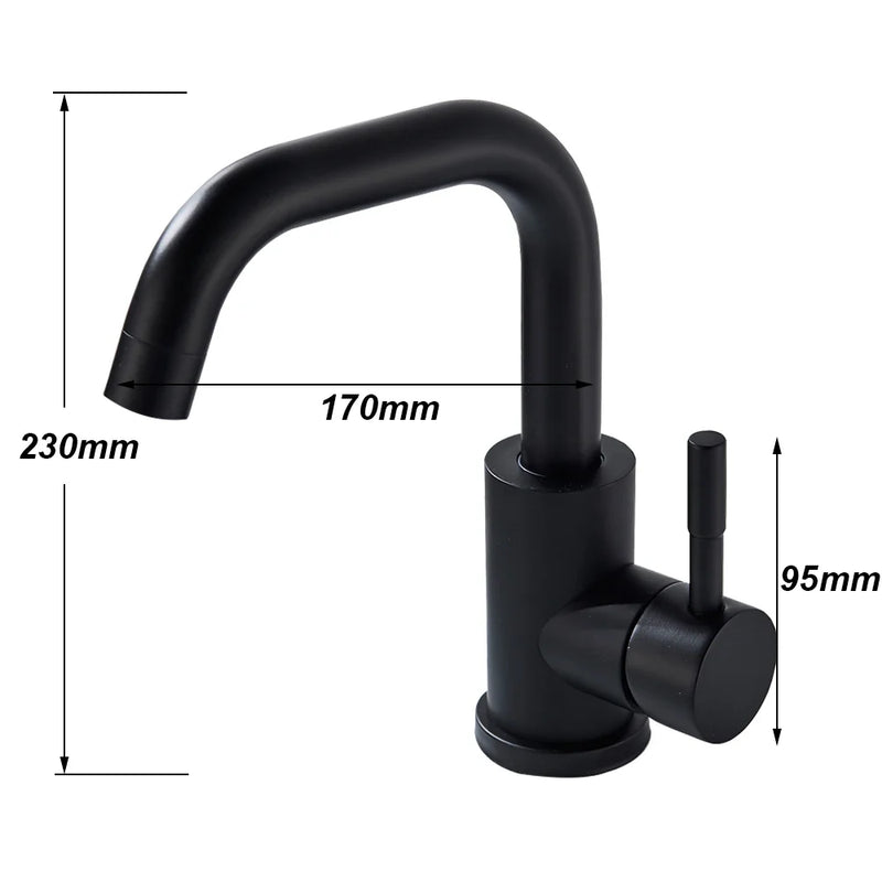 Afralia™ Black Basin Faucet Single Cold Hot Sink Tap Short Kitchen Mixer Rotatable