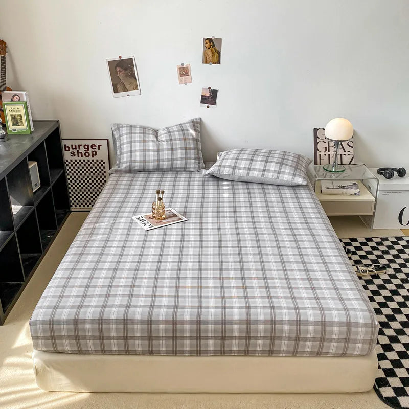 Afralia™ Plaid Style Fitted Sheet - Skin-friendly Elastic Bedsheet for Kids' Room