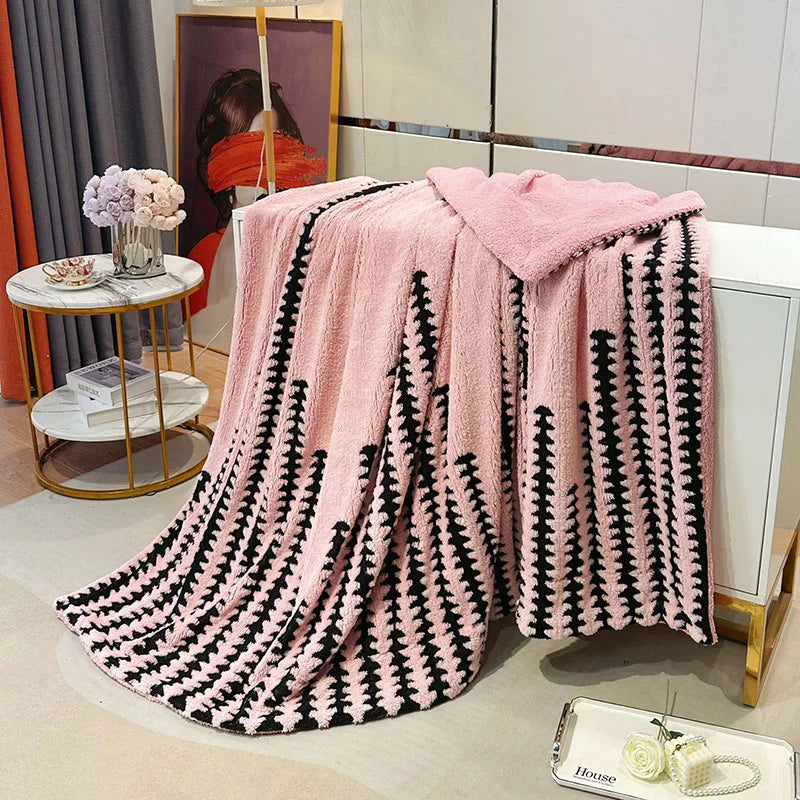 Afralia™ Double Layer Lamb Fleece Blanket: Soft & Warm for Office, Bedroom, Sofa.