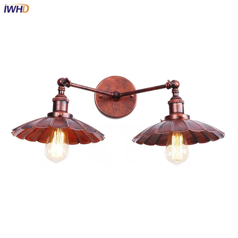 Afralia™ Adjustable Rustic LED Wall Lamp Antique Industrial Style Iron Vintage Lightings