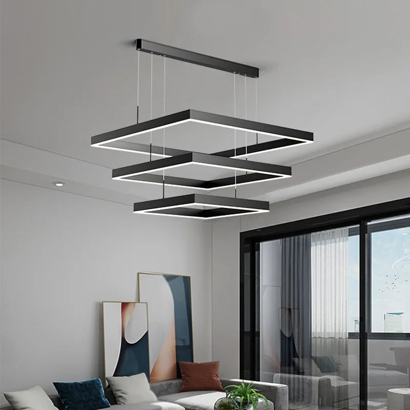 Afralia™ Modern Straight Pendant LED Light - Minimalist Painted Aluminium Chandelier