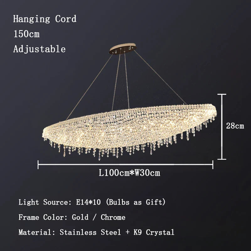 Afralia™ Chrome Crystal LED Ceiling Chandelier for Luxe Dining Room