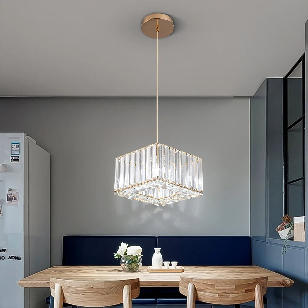 Afralia™ Crystal LED Pendant Light for Kitchen Dining Living Room