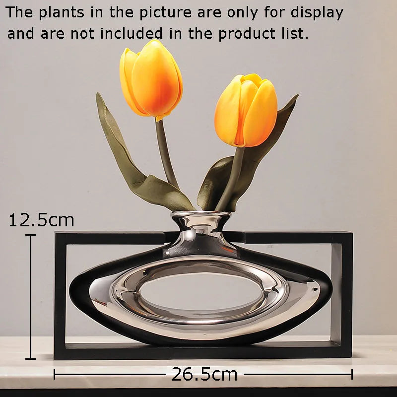 Afralia™ Elegant Square Ceramic Vase with Artificial Flowers for Desk Decoration