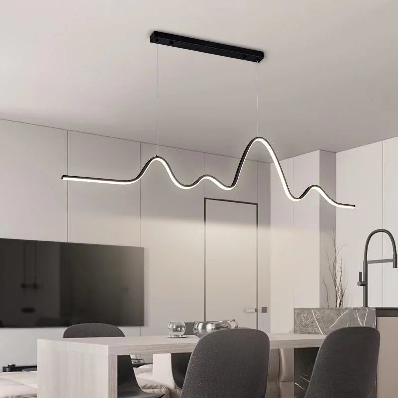 Afralia™ Wave Line Chandelier - Modern Minimalist Dark Lighting for Home, Kitchen, Office