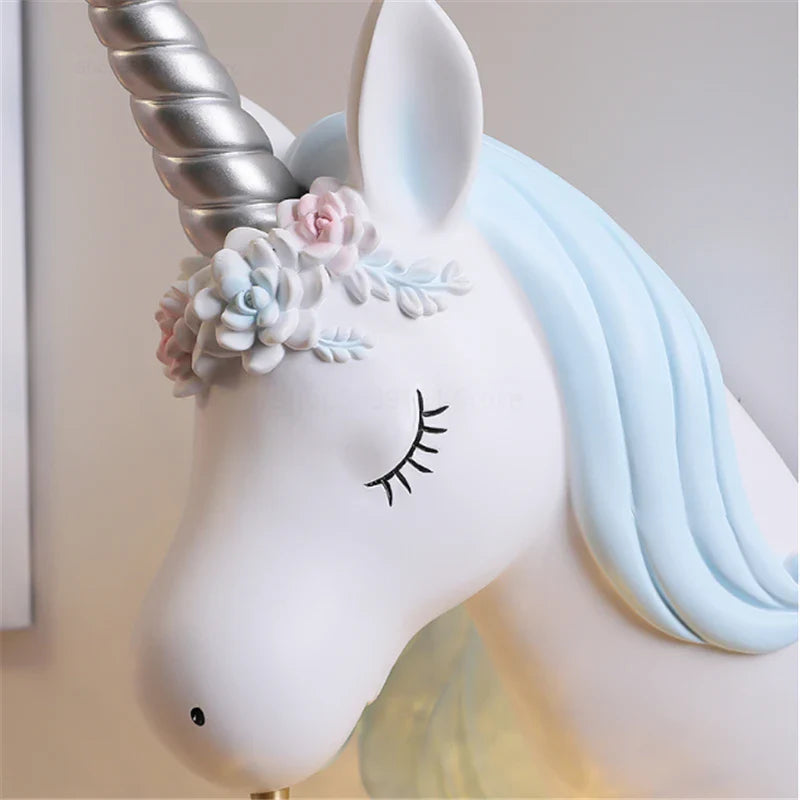 Afralia™ Nordic Unicorn Wall Lamp for Kids Room, Modern Cartoon Sconce Light