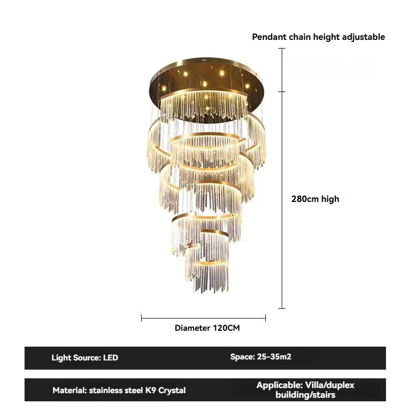Afralia™ Crystal Chandelier for Modern Living Room, Villa, and Staircase