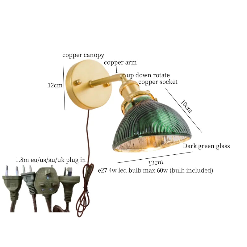 Afralia™ Nordic Glass LED Wall Sconce with Pull Chain Switch for Bedroom and Living Room