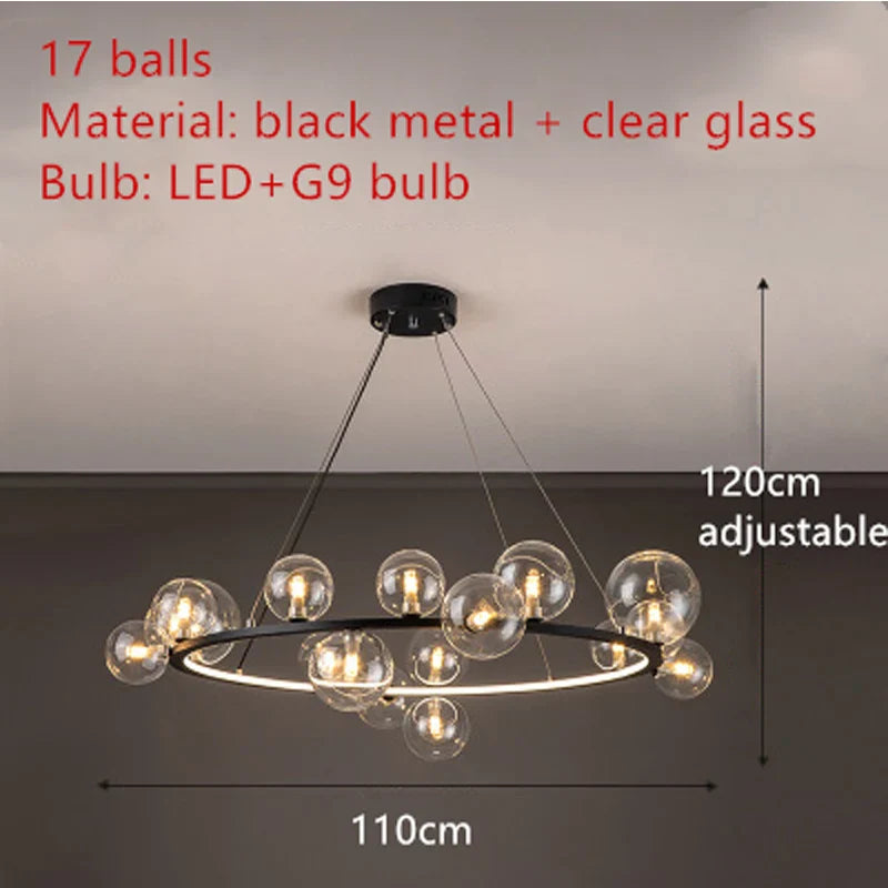 Afralia™ Nordic Glass LED Chandelier for Modern Home Decor