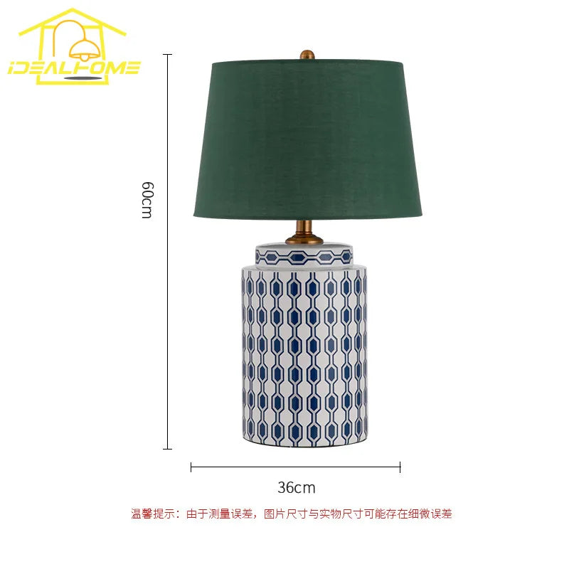Afralia™ Blue/Orange Ceramic Table Lamp LED E27 Modern Minimalist Desk Light