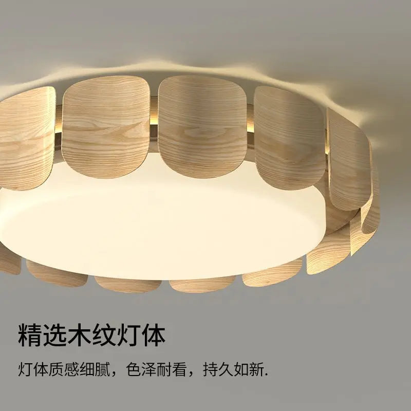 Afralia™ Wood Walnut Round Ring LED Ceiling Light 50cm