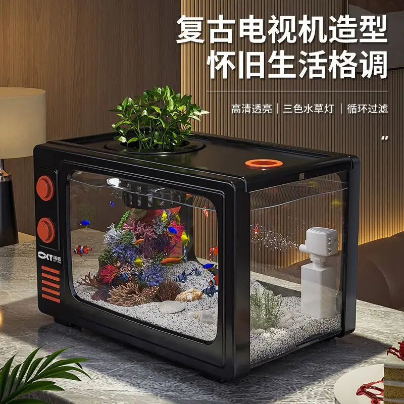 Afralia™ Desktop Fish Tank: Filtered Oxygen Generator for Living Room Goldfish Aquarium