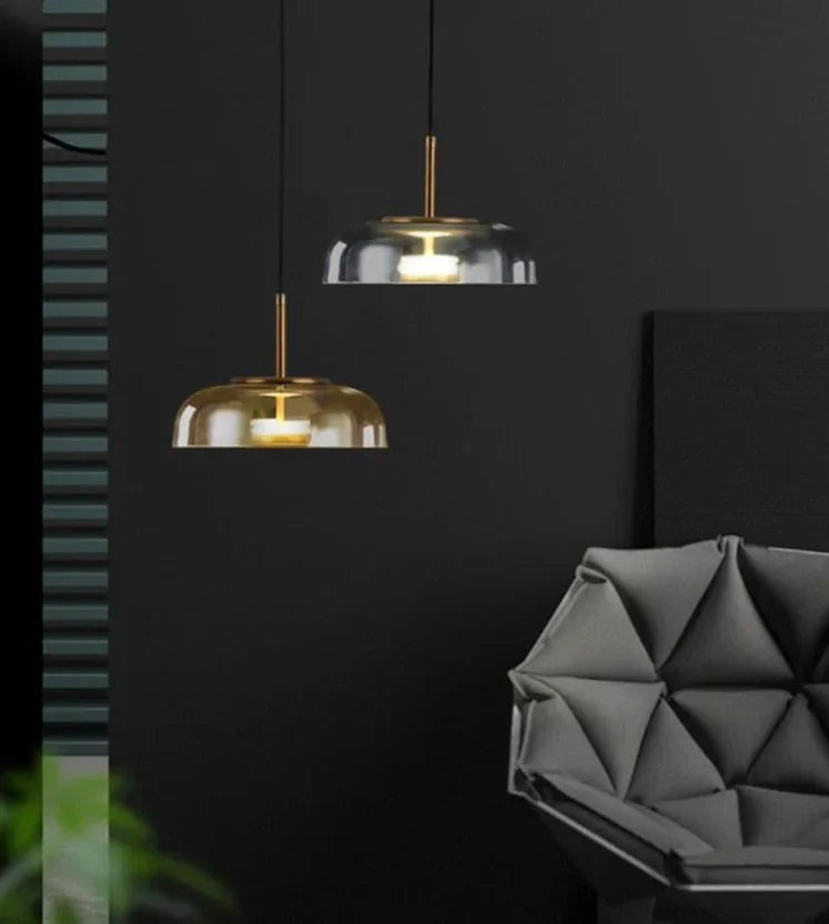 Afralia™ Glass Pendant LED Light Fixture - Modern Minimalist Hanging Lamp for Dining Room