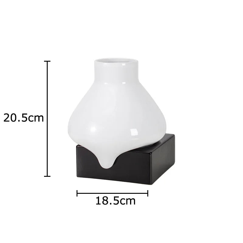 Afralia™ Ceramic Liquid Vase White Room Decor Desk Flower Arrangement Aesthetic