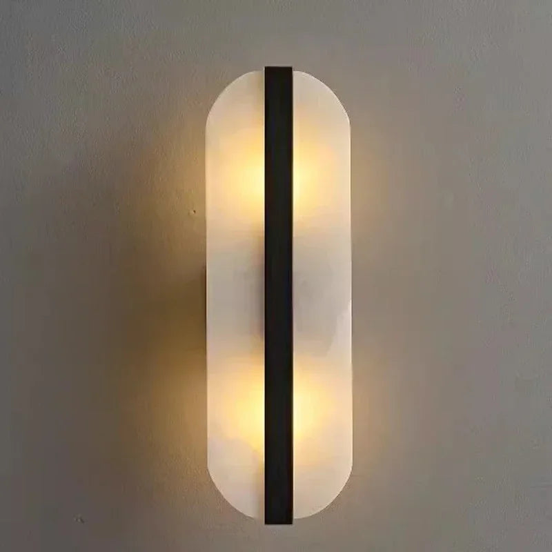Afralia™ Alabaster Oval Marble Wall Lamp for Indoor Living Room Bedroom Kitchen Corridor Lighting