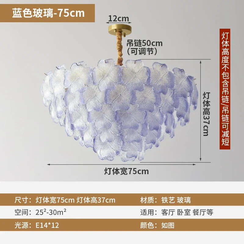 Afralia™ Crystal Glass Flower Chandelier - Modern French Style for Living Room, Bedroom, Dining Room