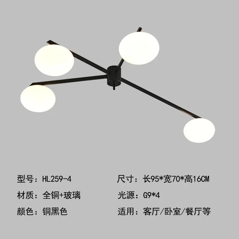 Afralia™ Medieval Black/Gold Lustre Copper Ceiling Light LED G9 Modern Fixture