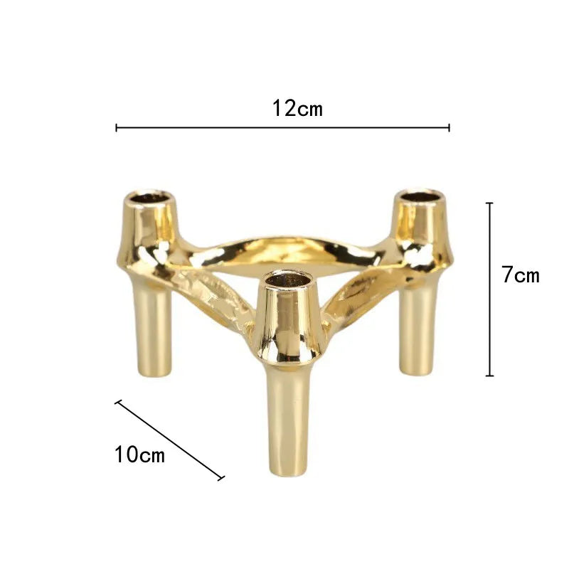 Afralia™ Triangle Candle Holder Golden Candelabrum Wedding Centerpiece