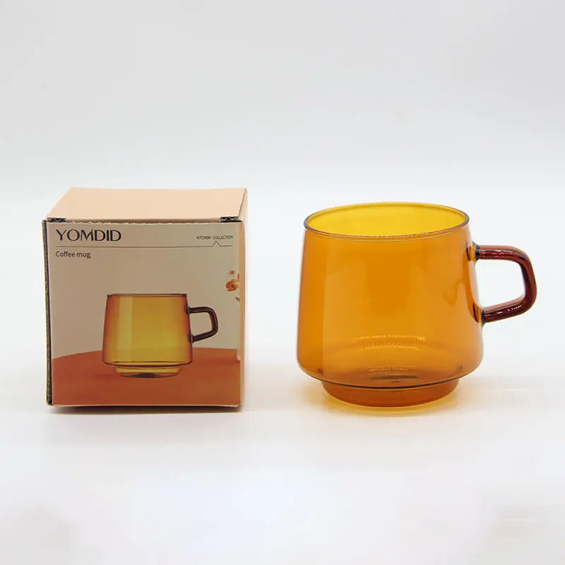 Afralia™ Glass Coffee Mug: Colorful, Durable, Heat Resistant Cup for Tea, Juice, Milk