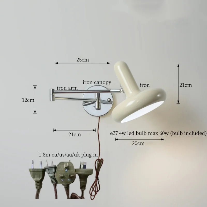 Afralia™ Cream LED Swing Arm Wall Lamp for Living Room Bedroom Mirror Stair Light