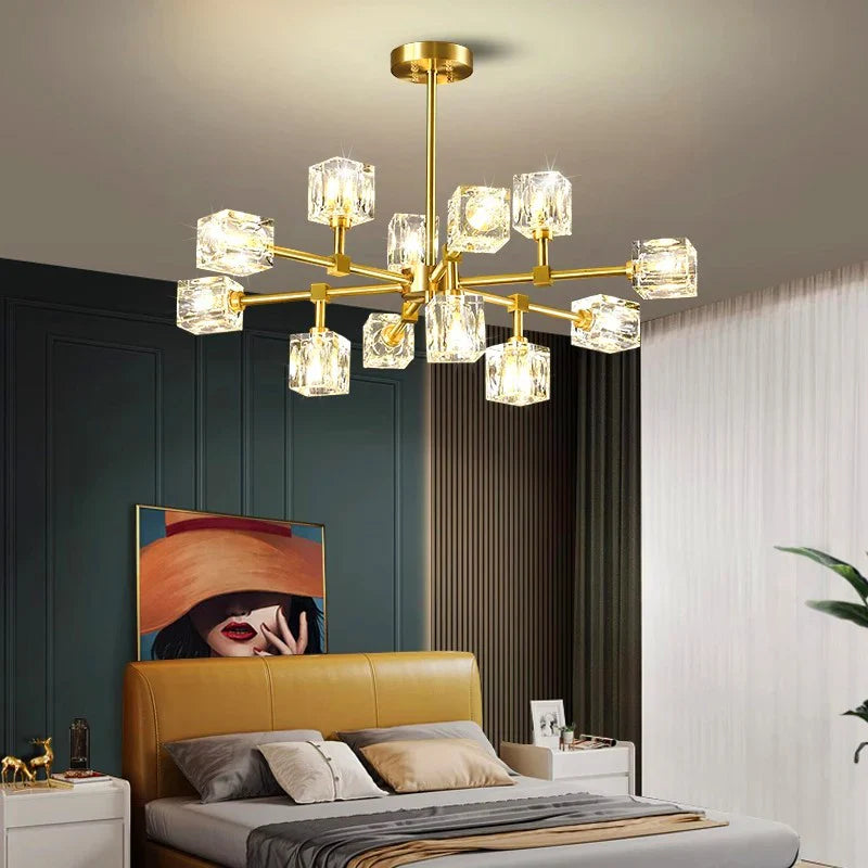 Afralia™ Crystal Chandelier Pendant Light for Living Room Bedroom Ceiling, Luxury Indoor Lighting