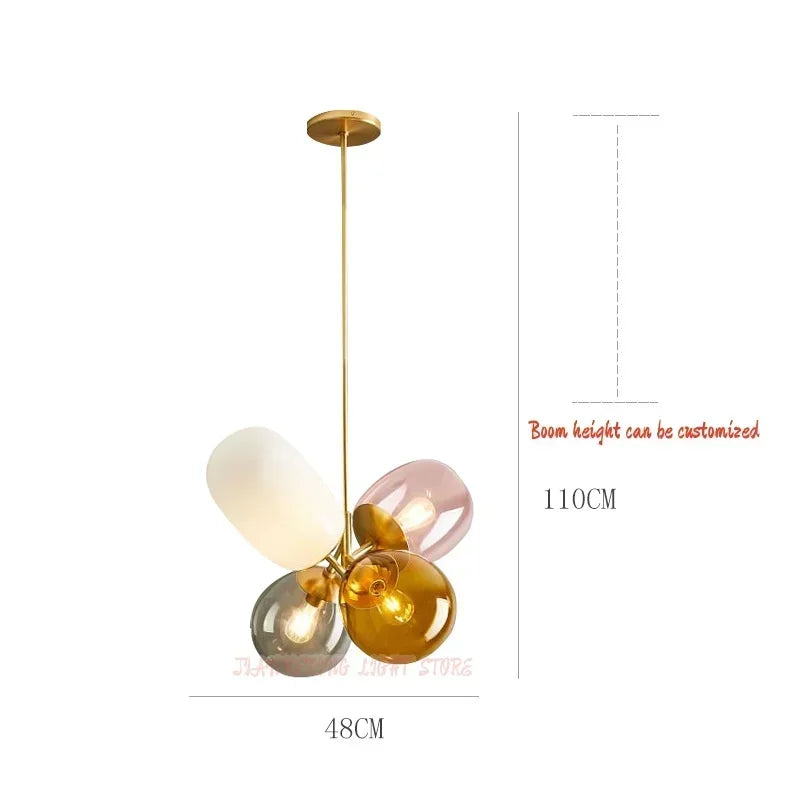 Afralia™ Glass Balloon Chandelier: Colorful Suspension Pendant Light for Living Room, Bedroom