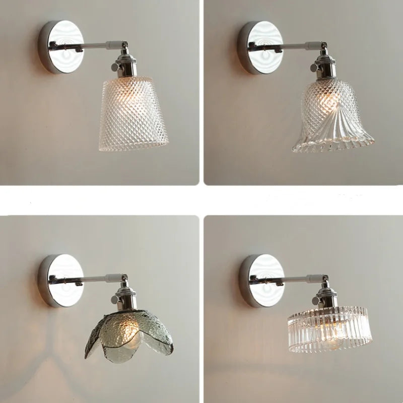 Afralia™ Clear Glass LED Wall Sconce Pull Chain Modern Light Fixtures