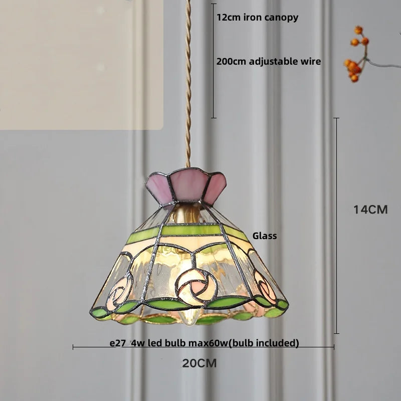 Afralia™ Tiffany Style Glass LED Pendant Lights for Dining Kitchen Restaurant Hallway