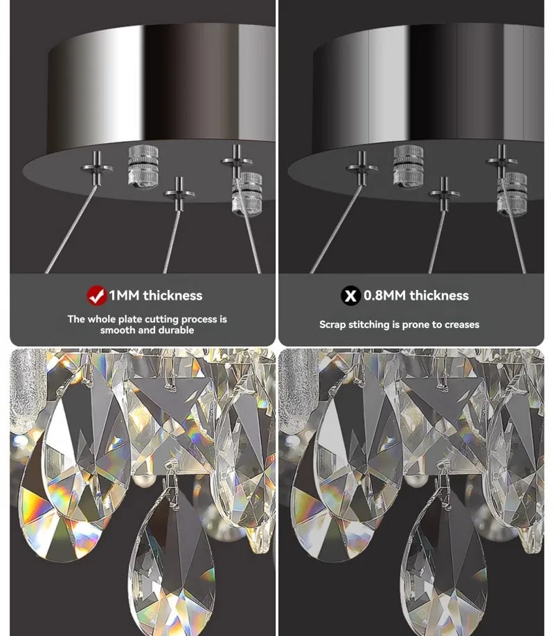 Afralia™ Chrome Crystal Pendant LED Chandelier for Living Dining Bedroom.