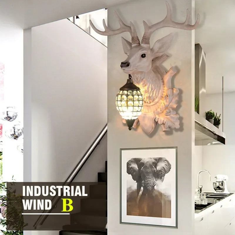 Afralia™ Nordic Deer Antler Wall Lamp for Bedroom Living Room LED Wall Sconce Home Decor