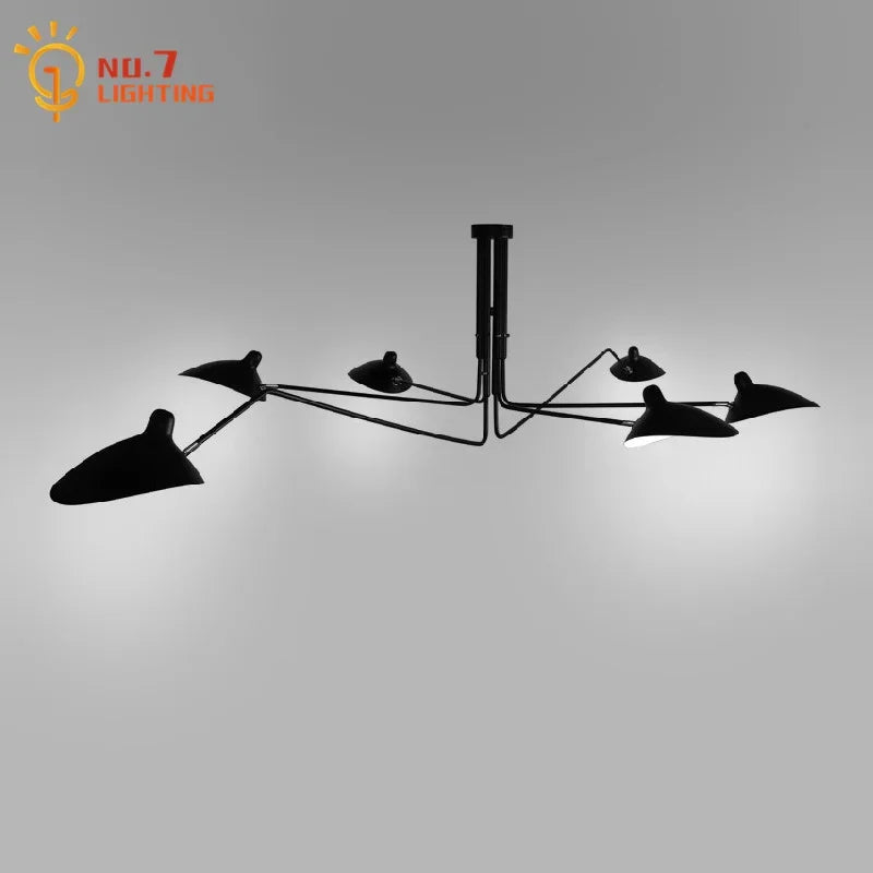 Afralia™ Industrial Spider Serge Mouille Ceiling Lamp Black LED E27 Lighting