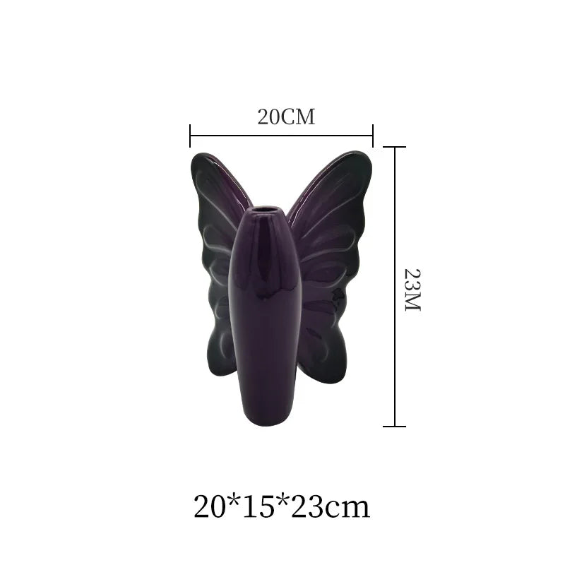 Afralia™ Dark Butterfly Ceramic Vase for Table Decoration and Floral Arrangement
