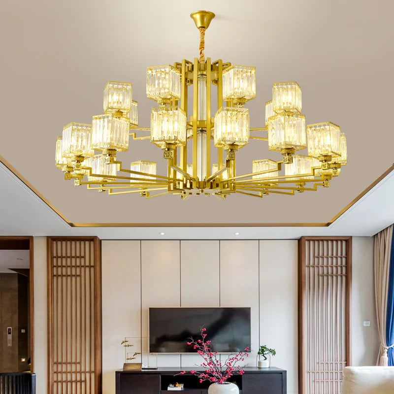 Afralia™ Zen Crystal Chandelier - Luxury Jade Living Room Dining Room Lamp